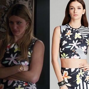 Clover Canyon floral neoprene print disc crop top